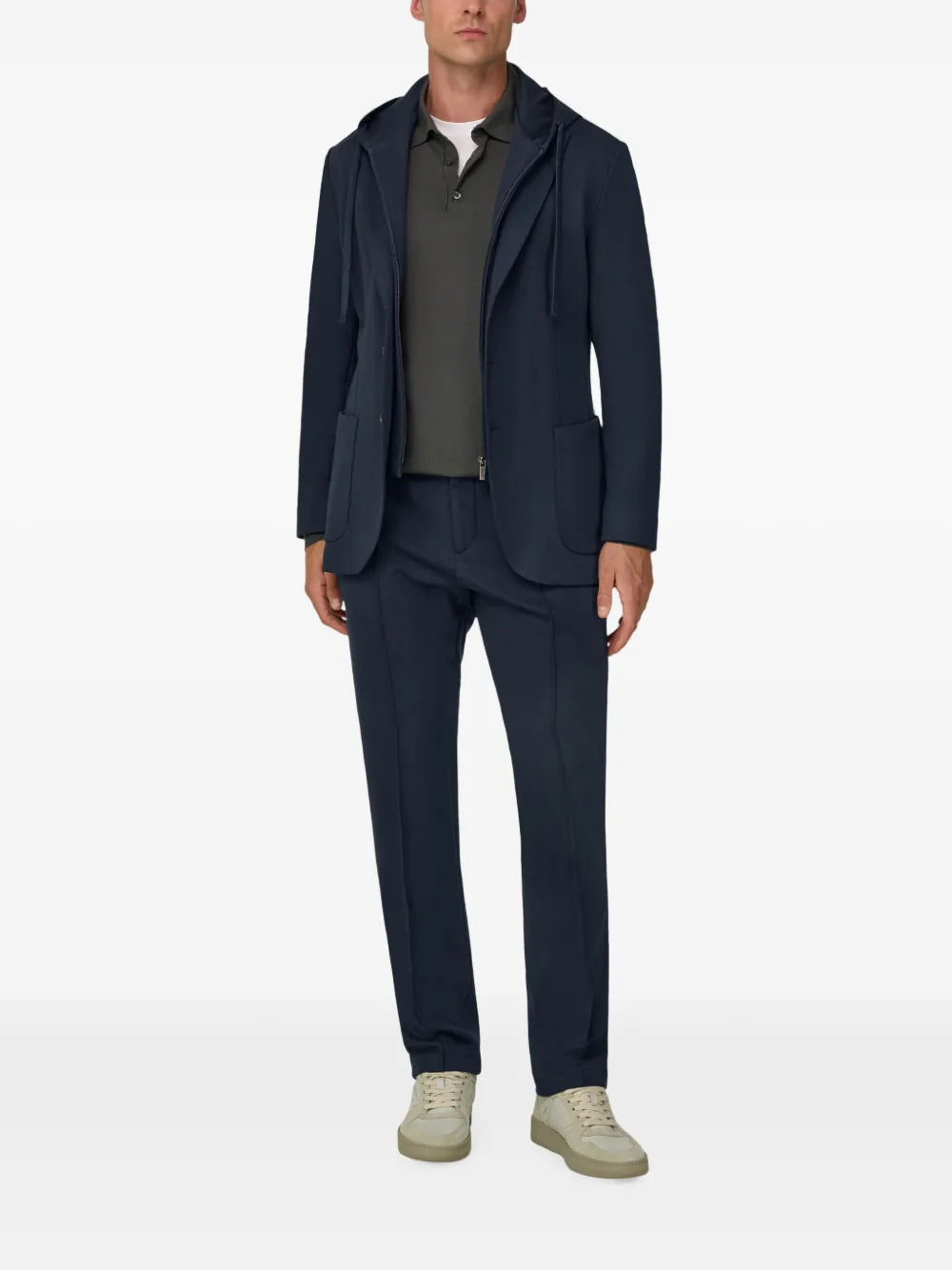 Boggi Milano Madison sweater blazer van katoenen blend B jersey Blauw