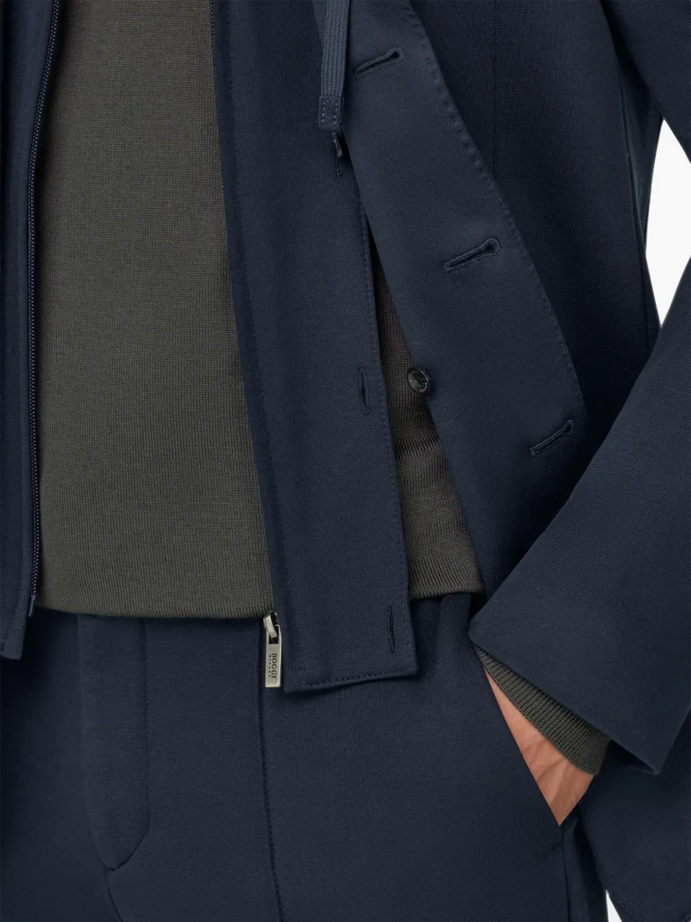Boggi Milano Madison sweater blazer van katoenen blend B jersey Blauw