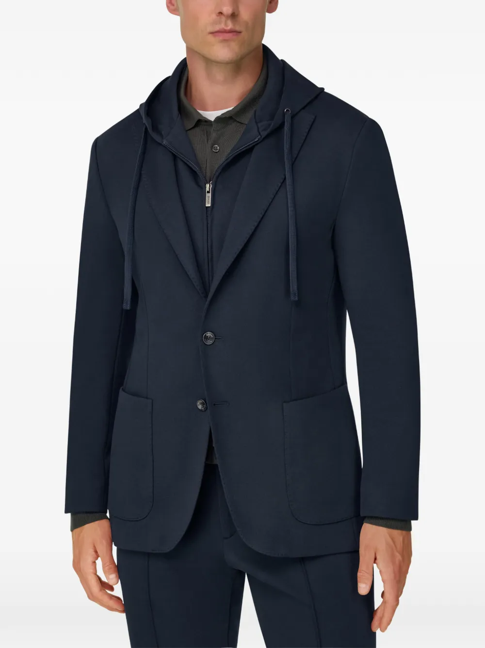 Boggi Milano Madison sweater blazer van katoenen blend B jersey Blauw