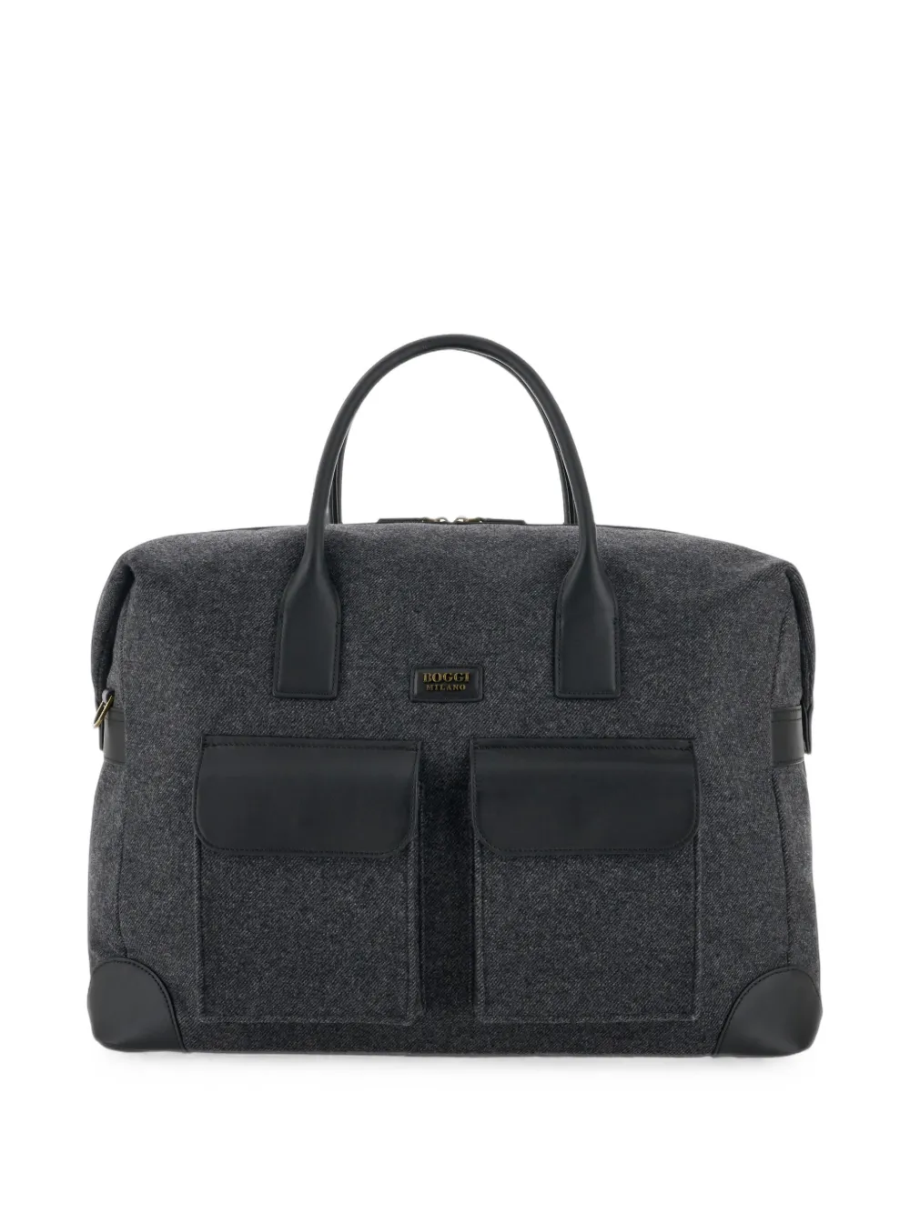 Boggi Milano duffle bag in leather and wool blend - Grigio