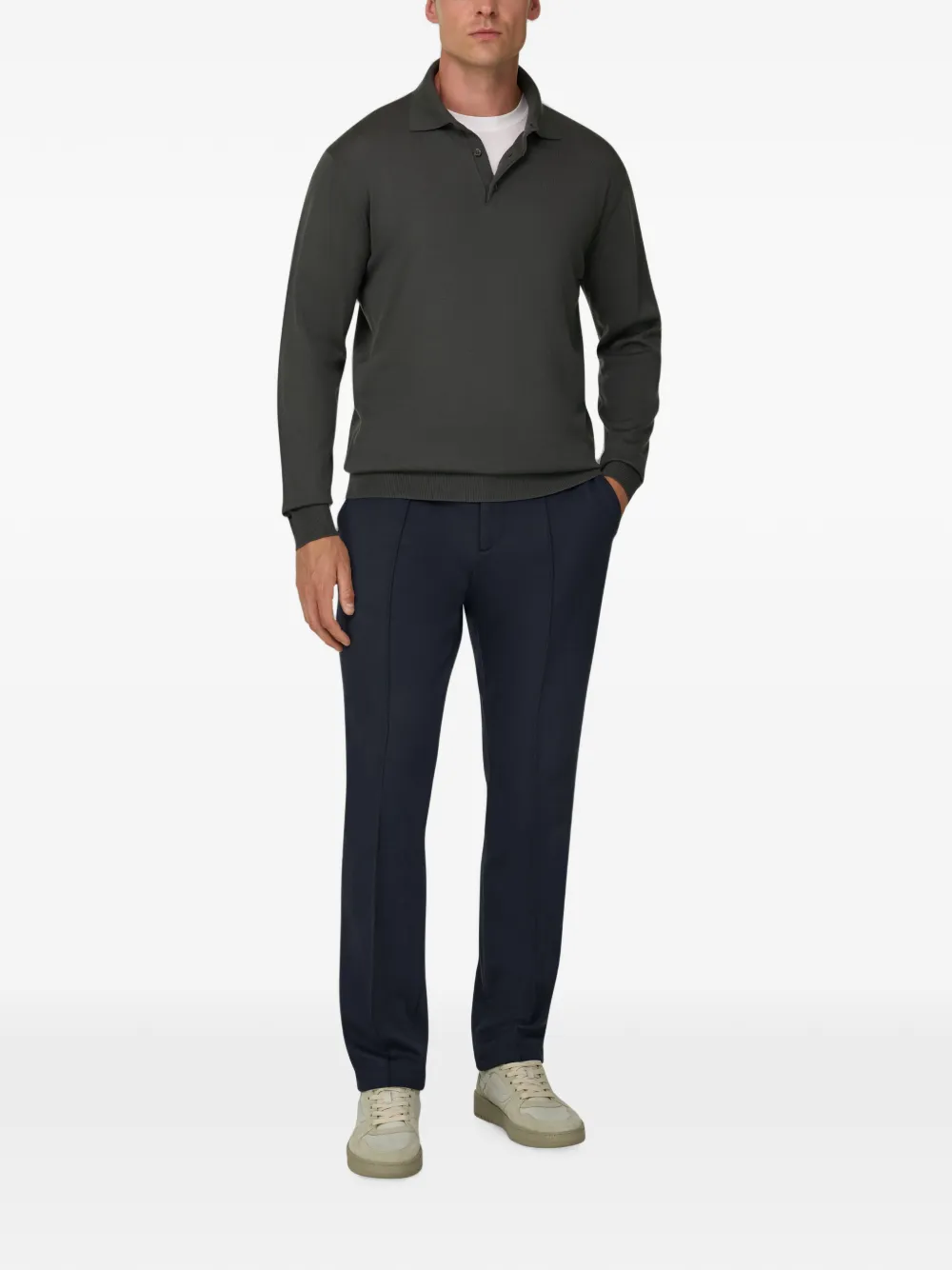 Boggi Milano City jersey broek van katoenblend Blauw
