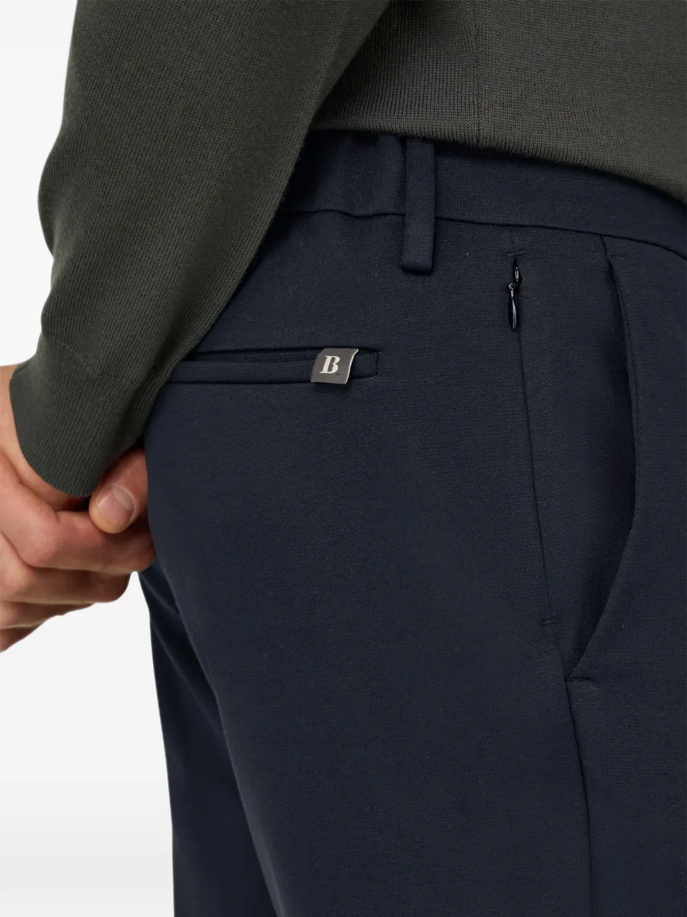 Boggi Milano City jersey broek van katoenblend Blauw