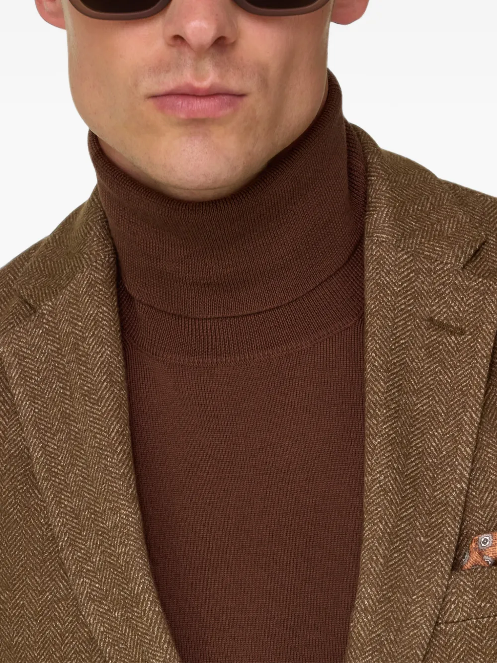 Boggi Milano B-jersey blazer van katoenen visgraatblend Bruin