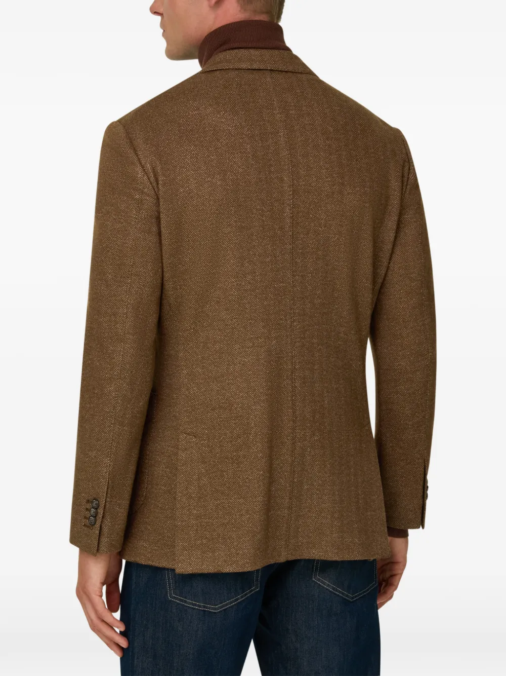 Boggi Milano B-jersey blazer van katoenen visgraatblend Bruin
