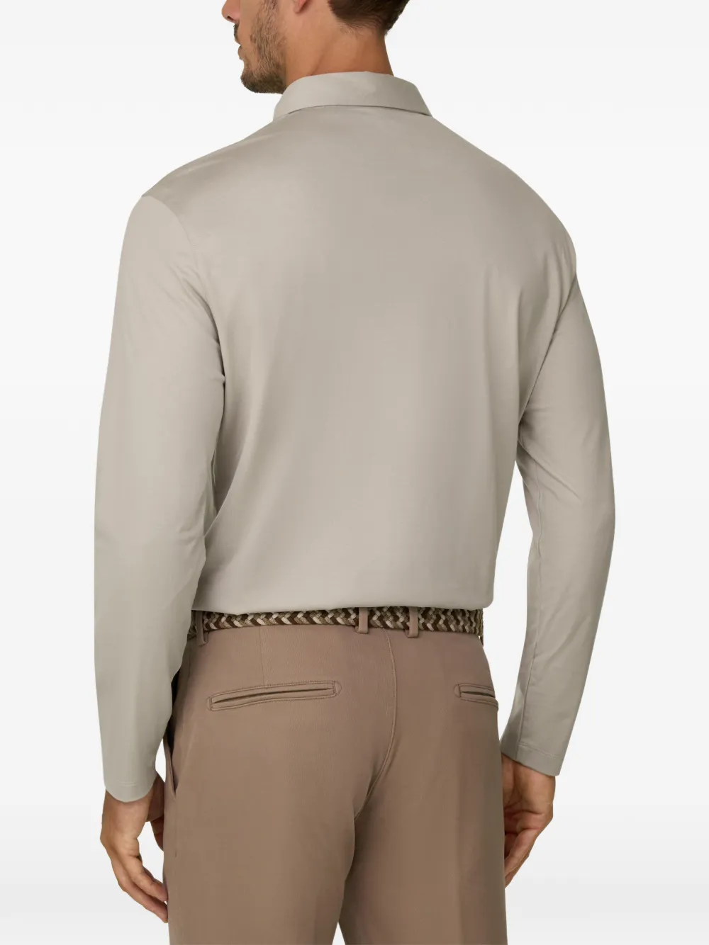 Boggi Milano Poloshirt van katoen en zijde-jersey Beige