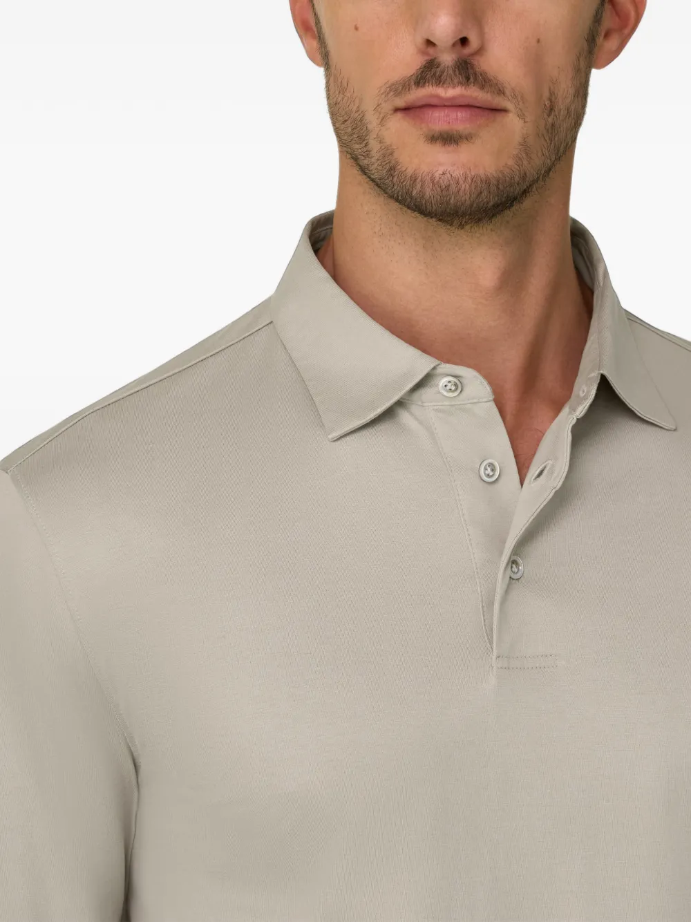 Boggi Milano Poloshirt van katoen en zijde-jersey Beige
