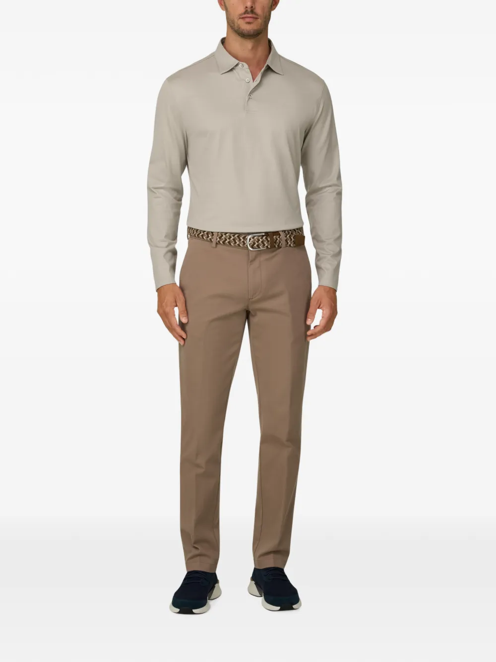 Boggi Milano Poloshirt van katoen en zijde-jersey Beige