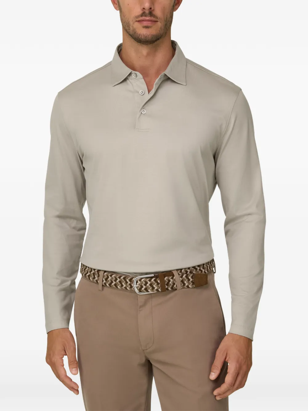 Boggi Milano Poloshirt van katoen en zijde-jersey Beige