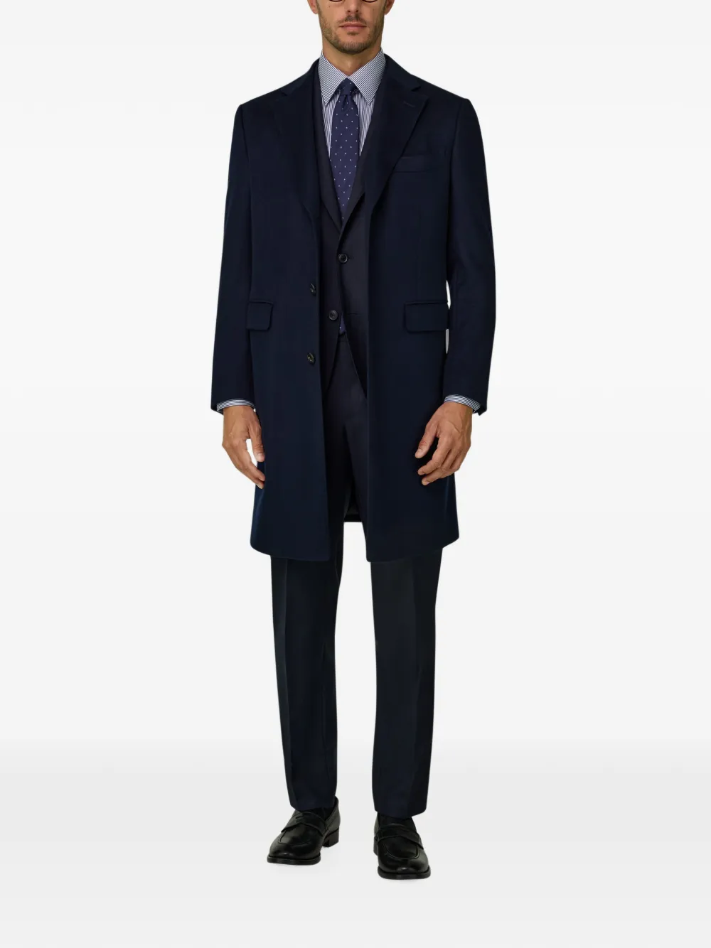 Boggi Milano Wollen mantel met enkele rij knopen Blauw