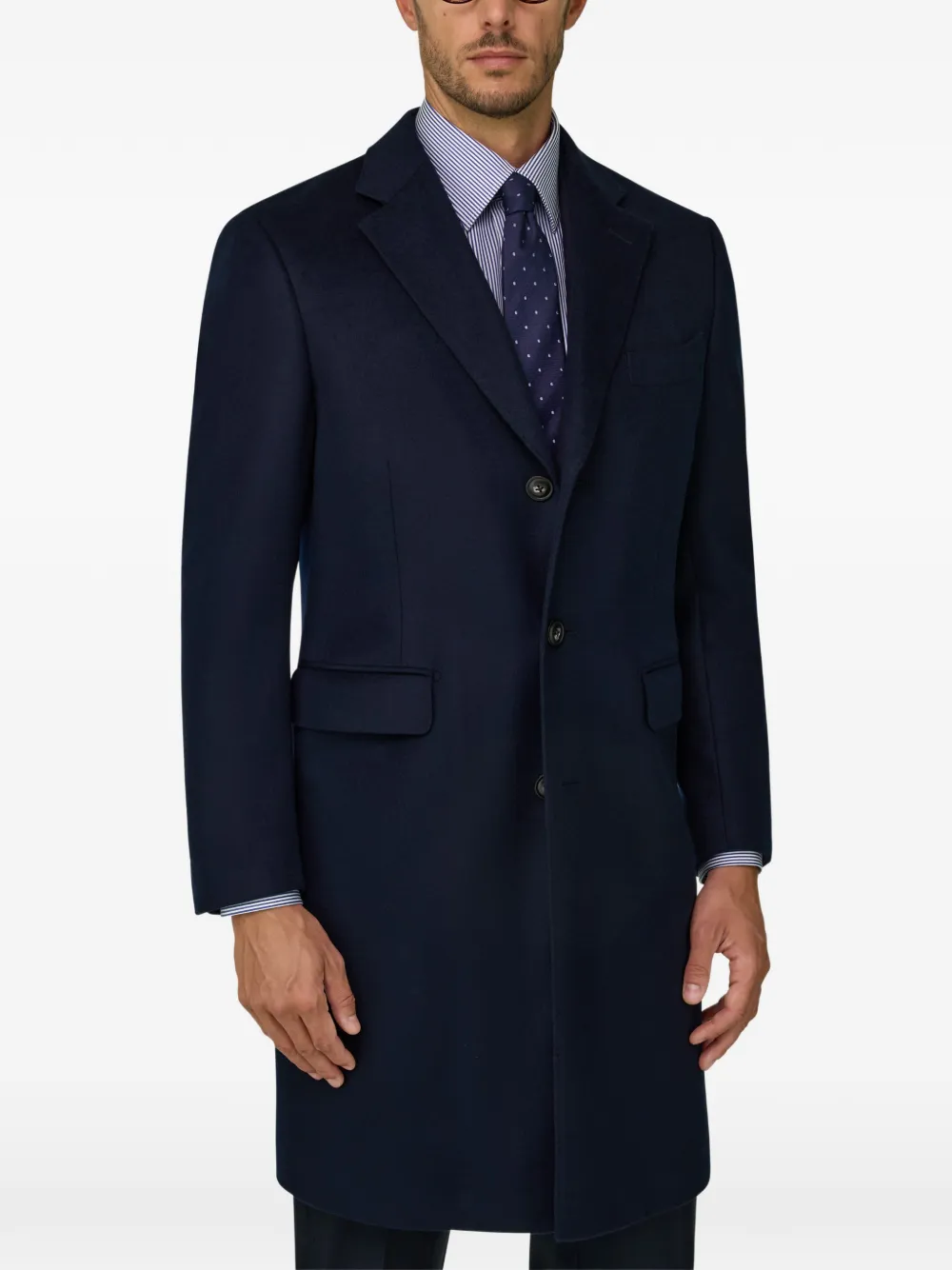 Boggi Milano Wollen mantel met enkele rij knopen Blauw