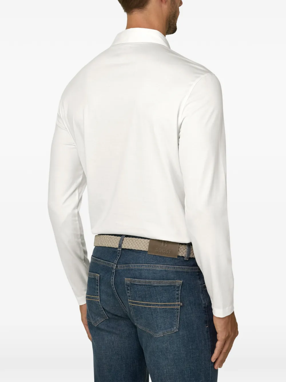 Boggi Milano Poloshirt van katoen en zijde-jersey Wit