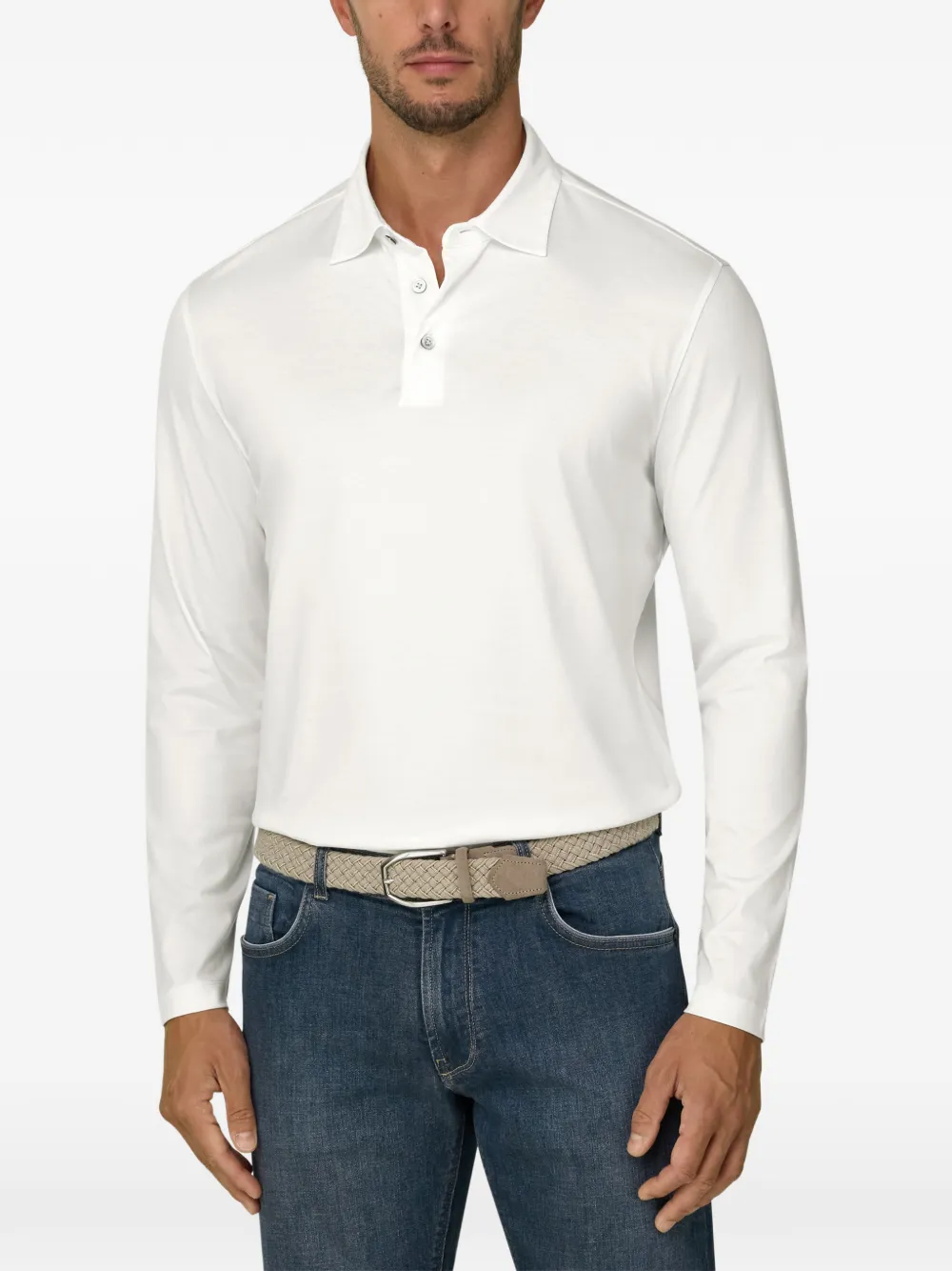 Boggi Milano Poloshirt van katoen en zijde-jersey Wit