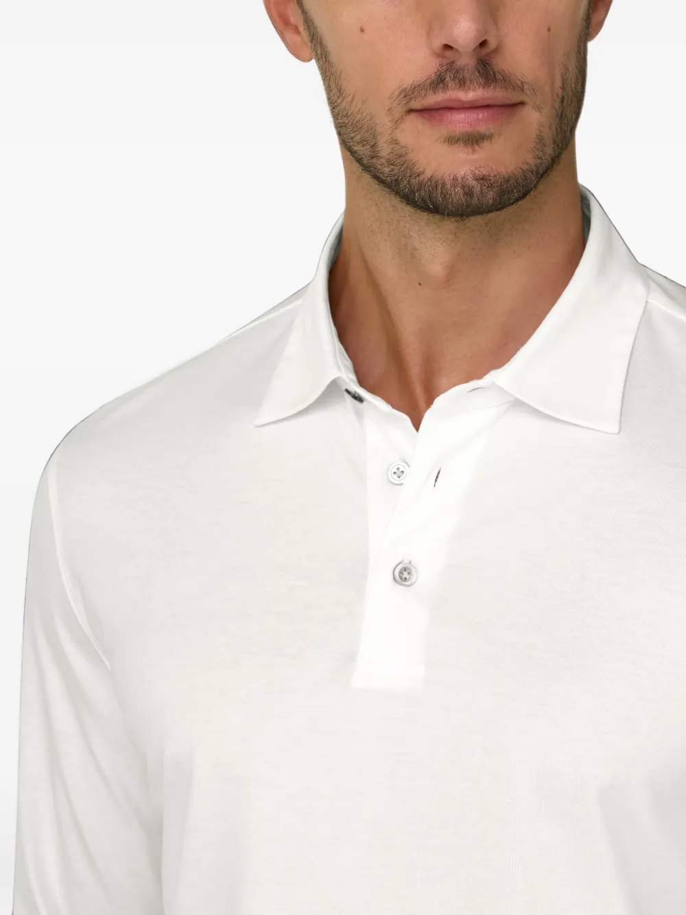 Boggi Milano Poloshirt van katoen en zijde-jersey Wit