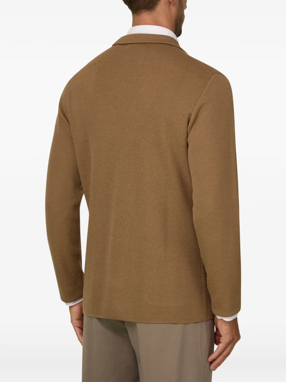 Boggi Milano Blazer van extrafijne merinowol met dubbele rij knopen Bruin