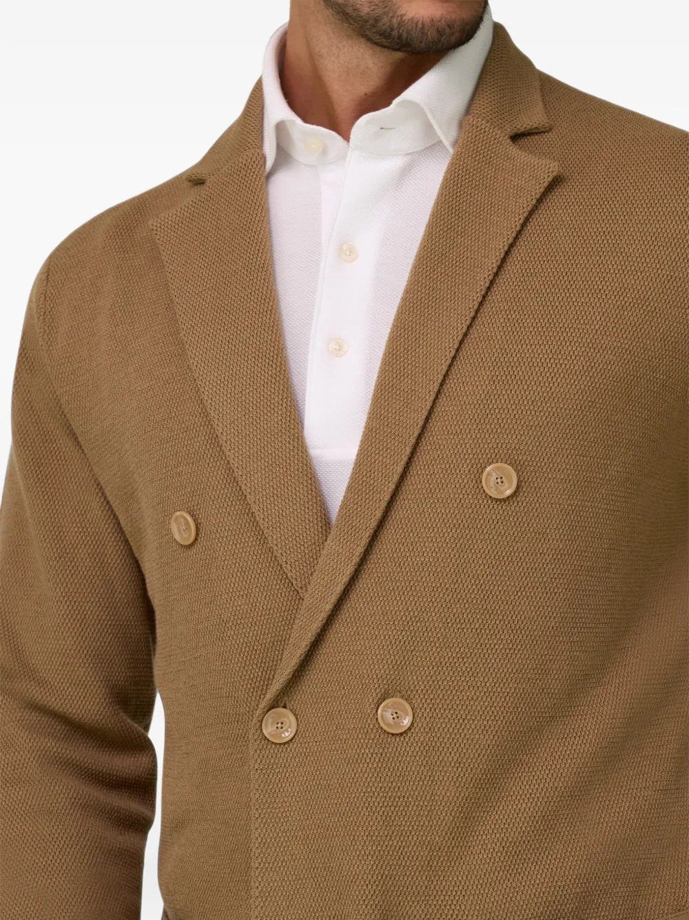 Boggi Milano Blazer van extrafijne merinowol met dubbele rij knopen Bruin