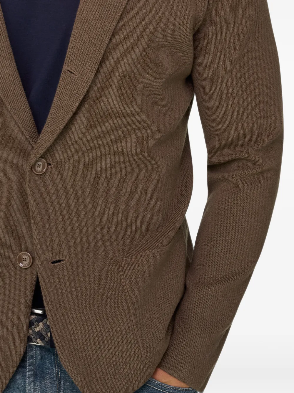 Boggi Milano Gebreid jack van merinowol Bruin