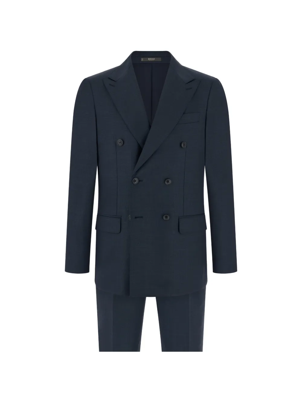 Boggi Milano double-breasted pattern wool suit - Blu