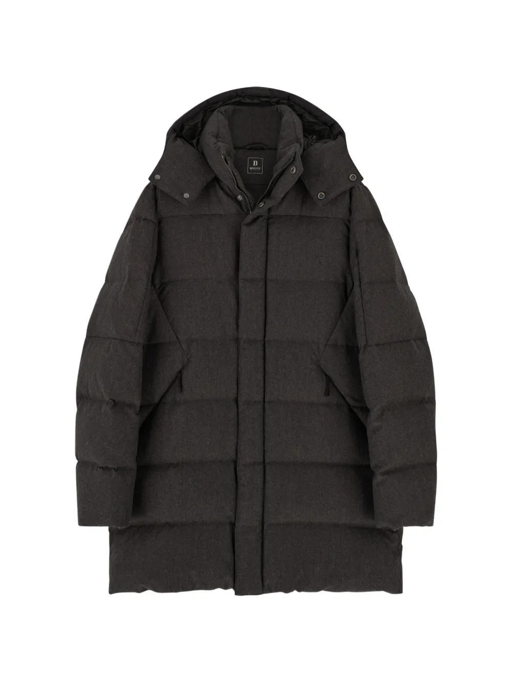 Boggi Milano parka in goose down mélange flannel - Grigio