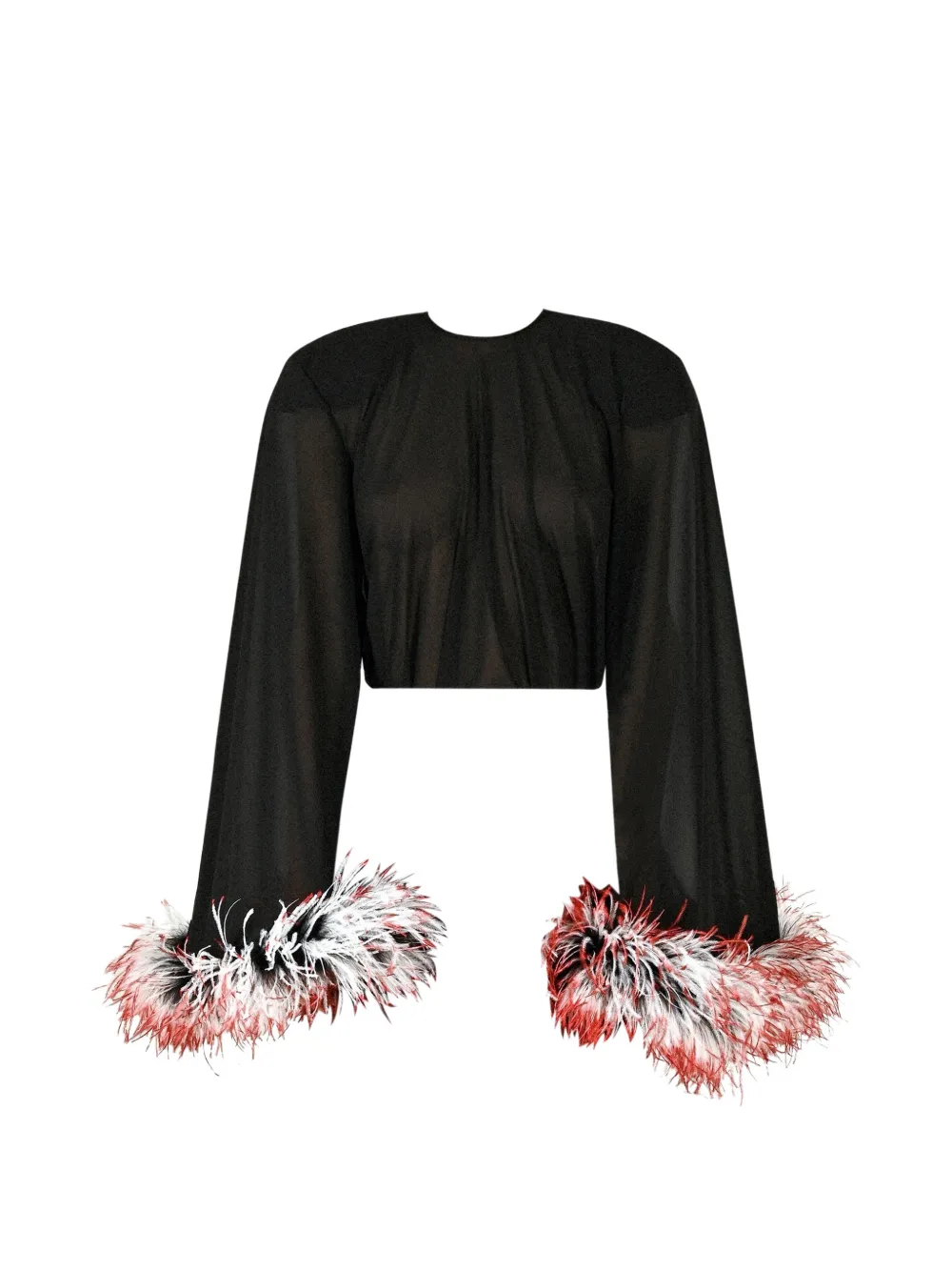 Rowen Rose feather-trim georgette top