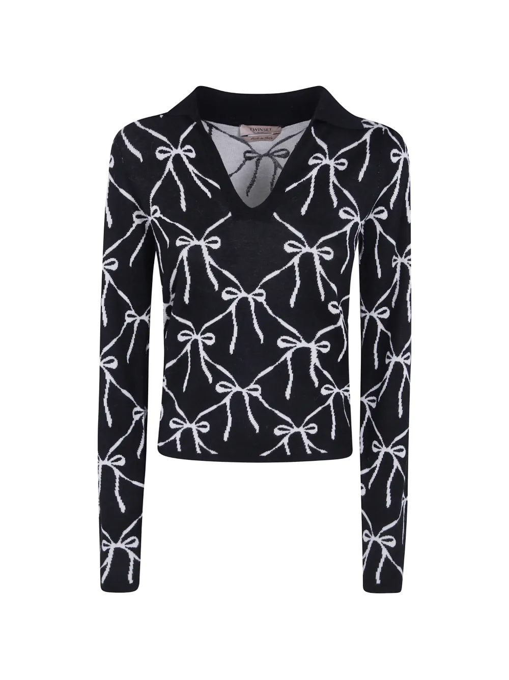 TWINSET bow-print V-neck sweater