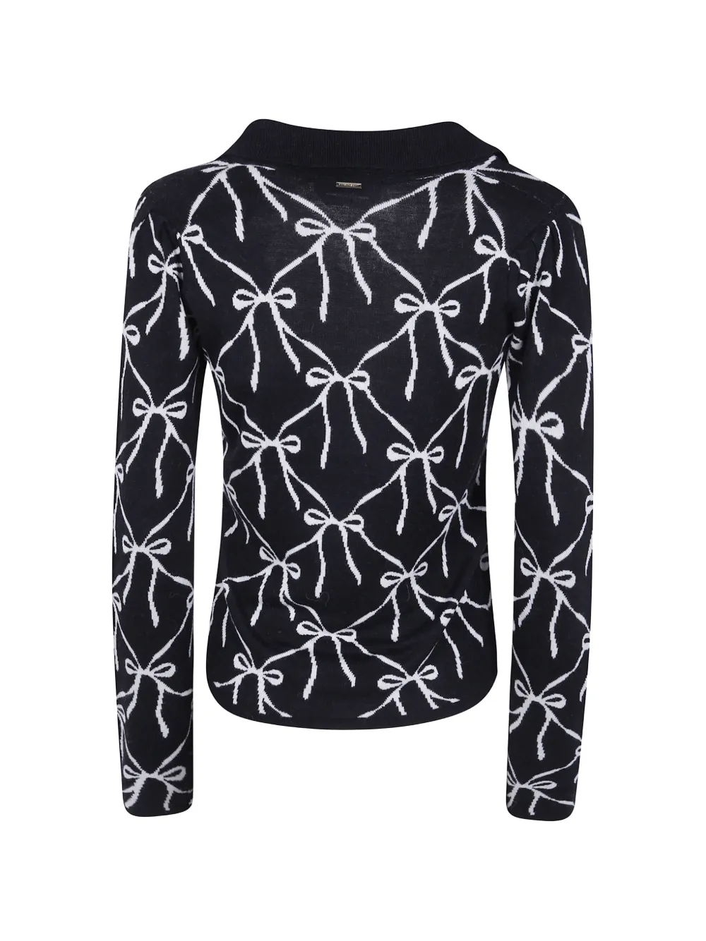 TWINSET bow-print V-neck sweater Zwart