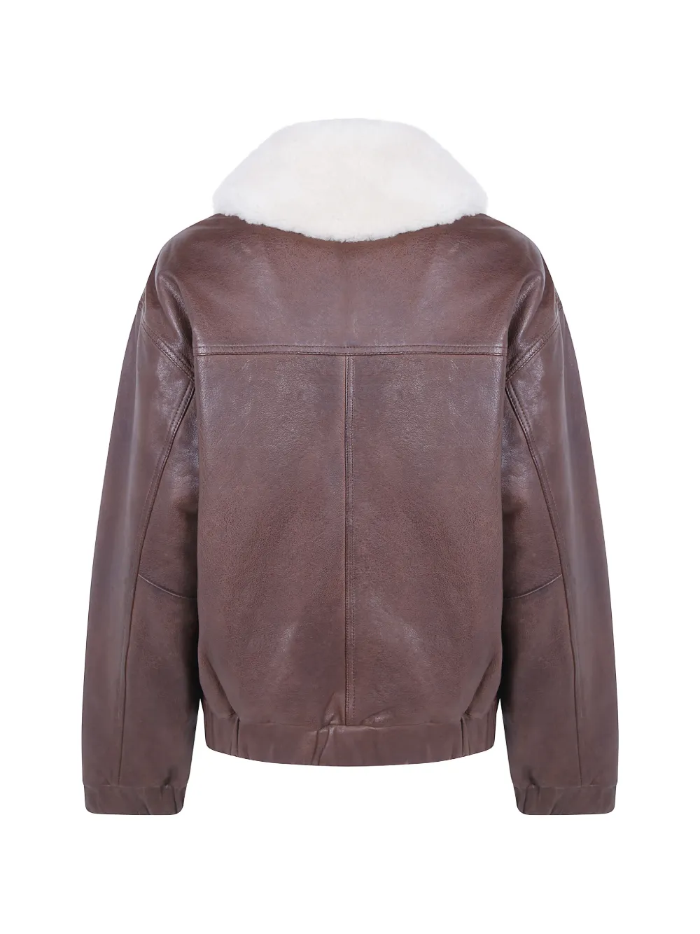 Seventy Leren jack met kraag van imitatielammy Bruin