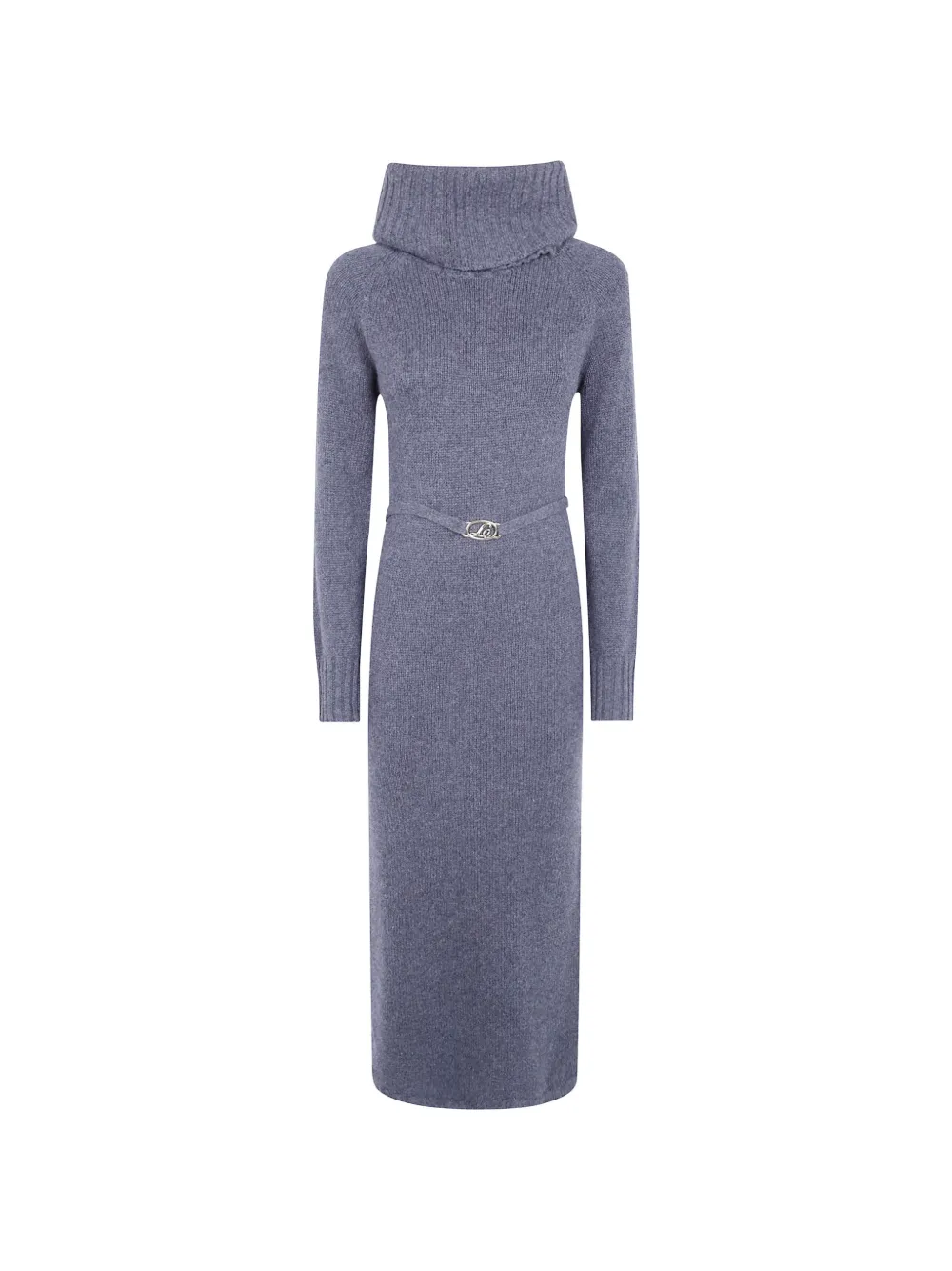 TWINSET belted ribbed-knit midi dress - Grau