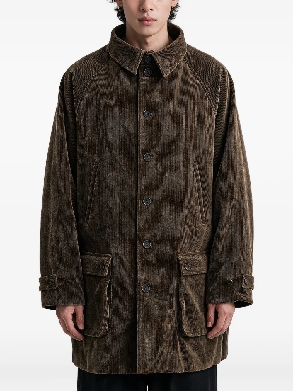 Yohji Yamamoto corduroy-texture single-breasted coat