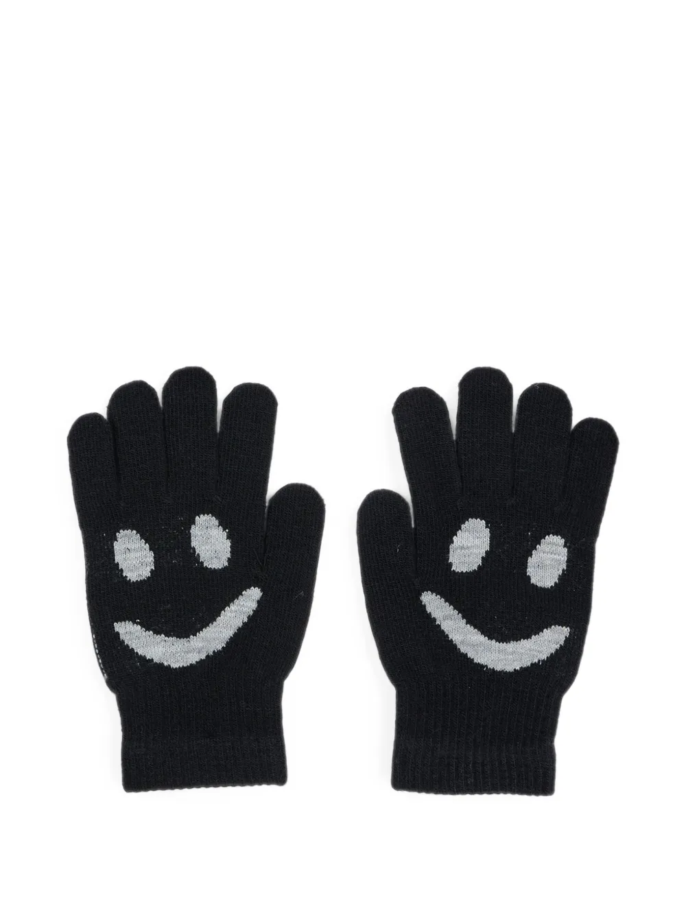 Molo Set van twee Kello intarsia gebreide handschoenen met smiley-print Zwart