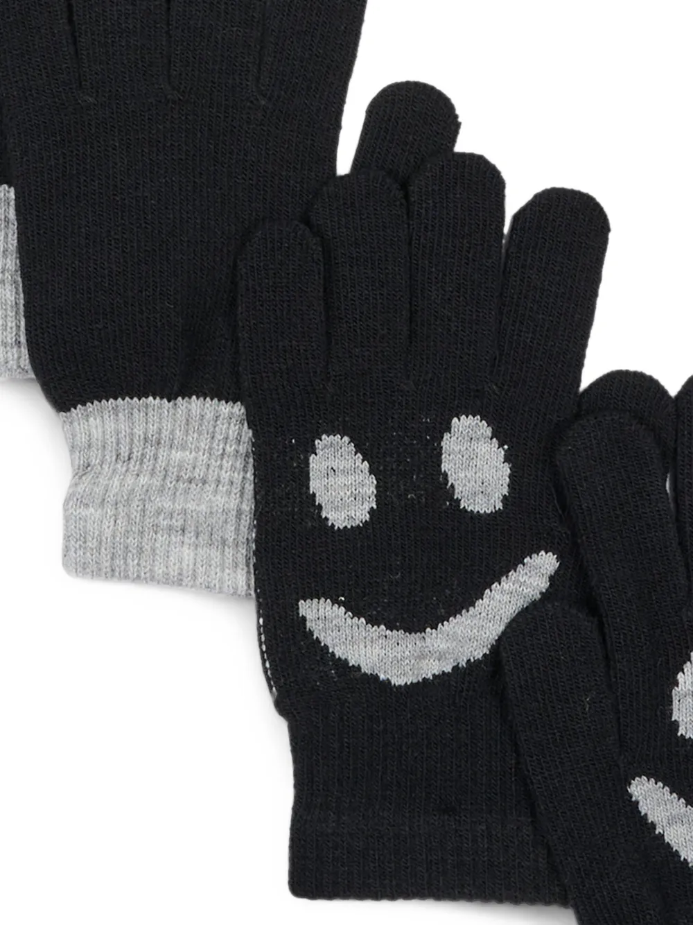 Molo Set van twee Kello intarsia gebreide handschoenen met smiley-print Zwart