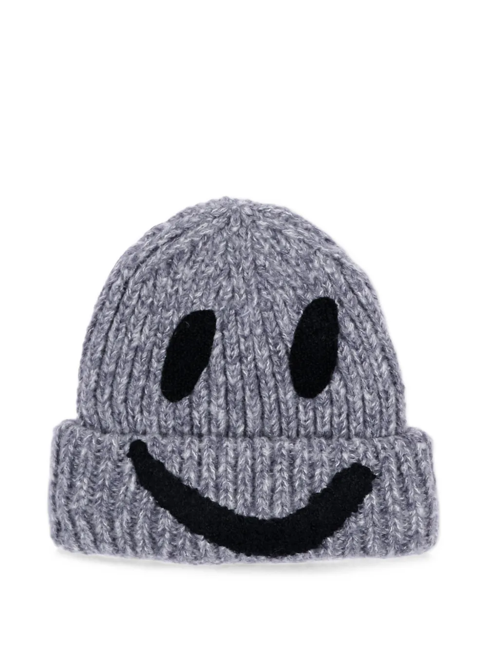 Molo Kim smiley-face chunky-knit beanie hat - Grigio