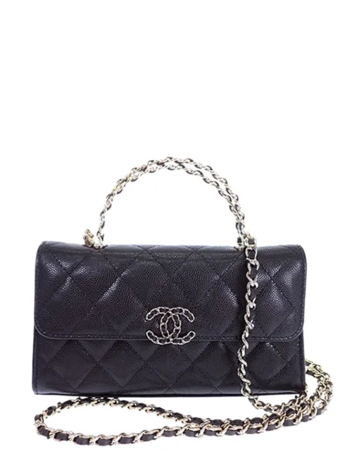 CHANEL Pre-Owned 2021-2026 Caviar Coco First Flap Phone Holder with Chain satchel