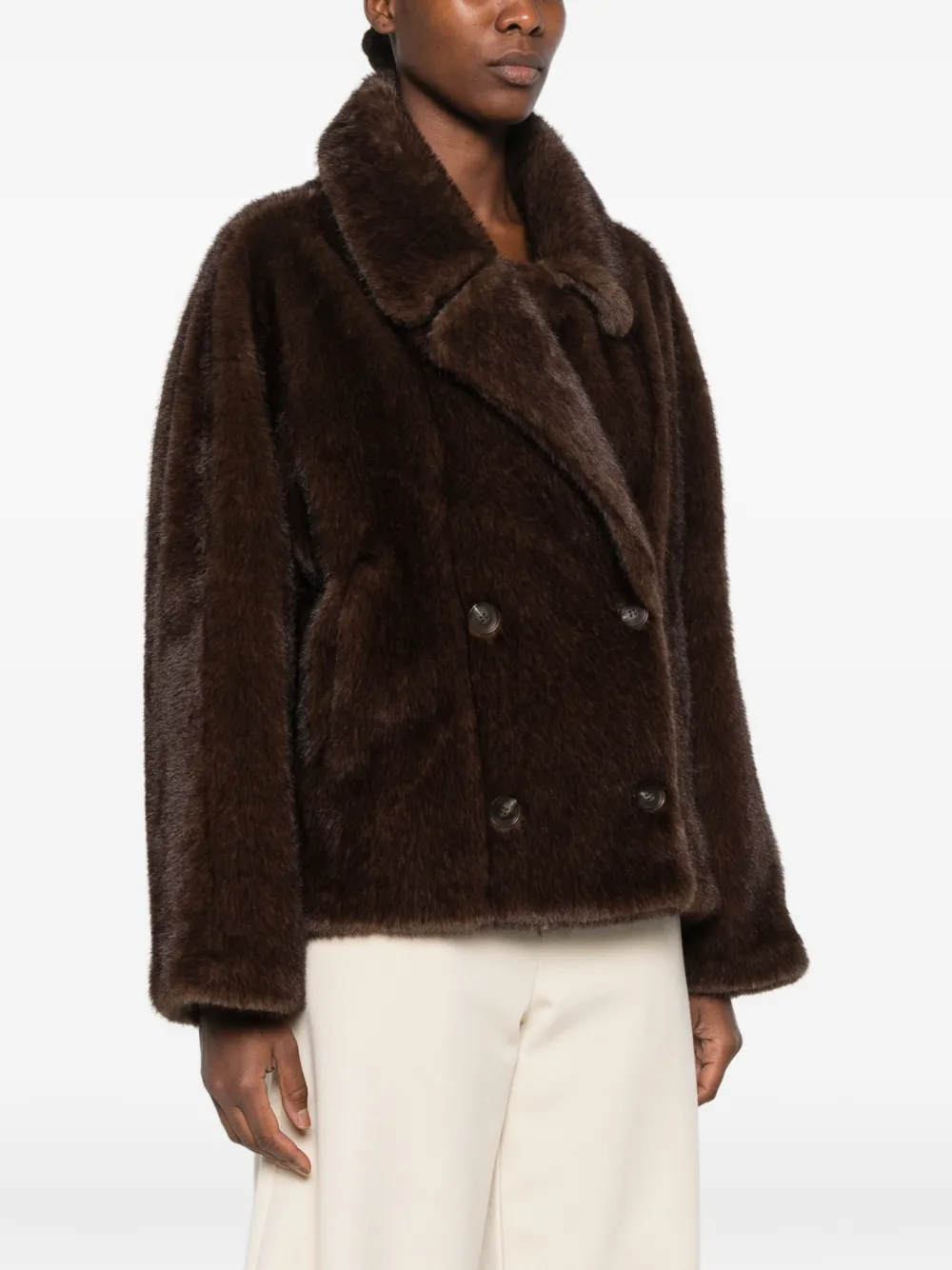 Sword double-breasted faux-fur coat Bruin