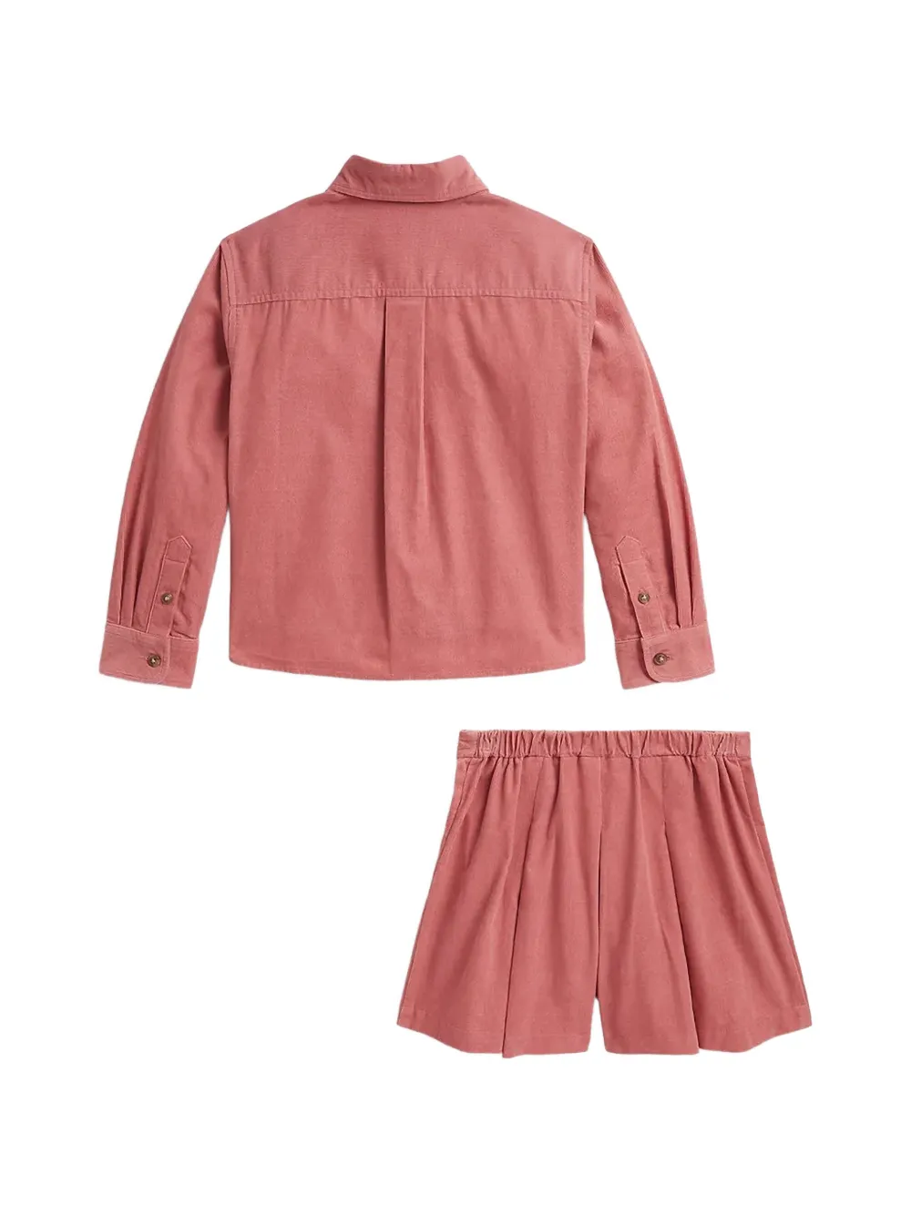 POLO RALPH LAUREN KIDS Twee ribfluwelen plooishorts Roze