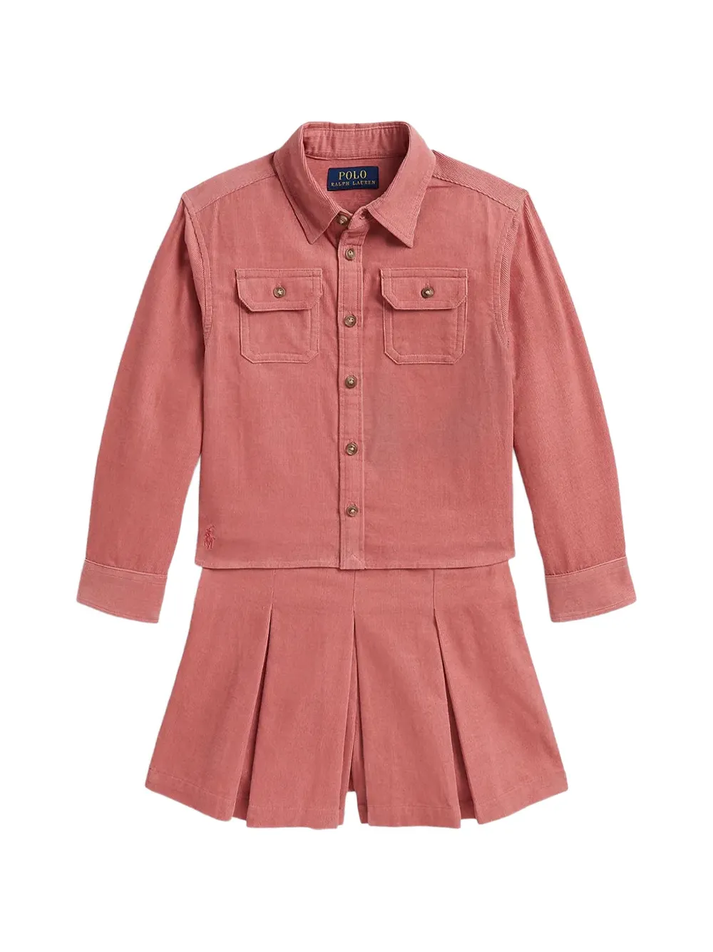 POLO RALPH LAUREN KIDS Shorts-Set aus Cord mit Falten (2er-Set) - Rosa