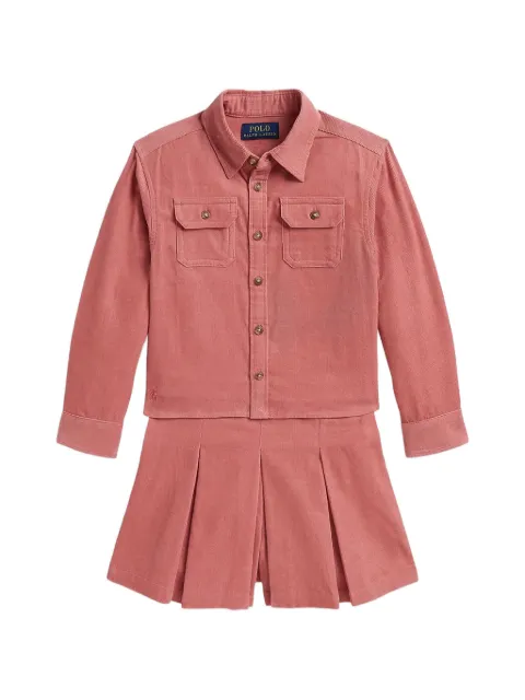 POLO RALPH LAUREN KIDS corduroy pleated shorts set (set of two)