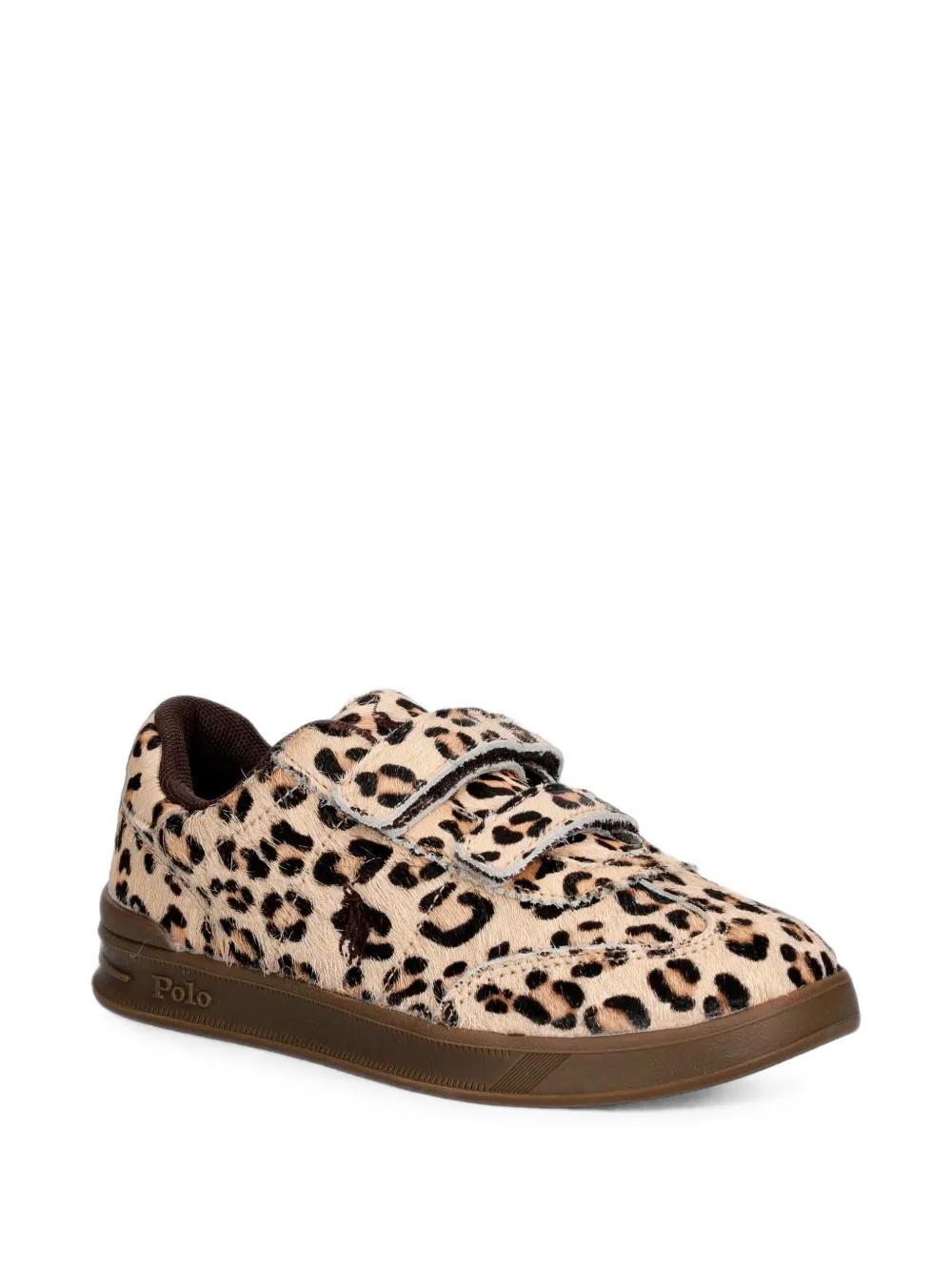 POLO RALPH LAUREN KIDS Hollis EZ leopard-print touch-strap sneakers - Toni neutri