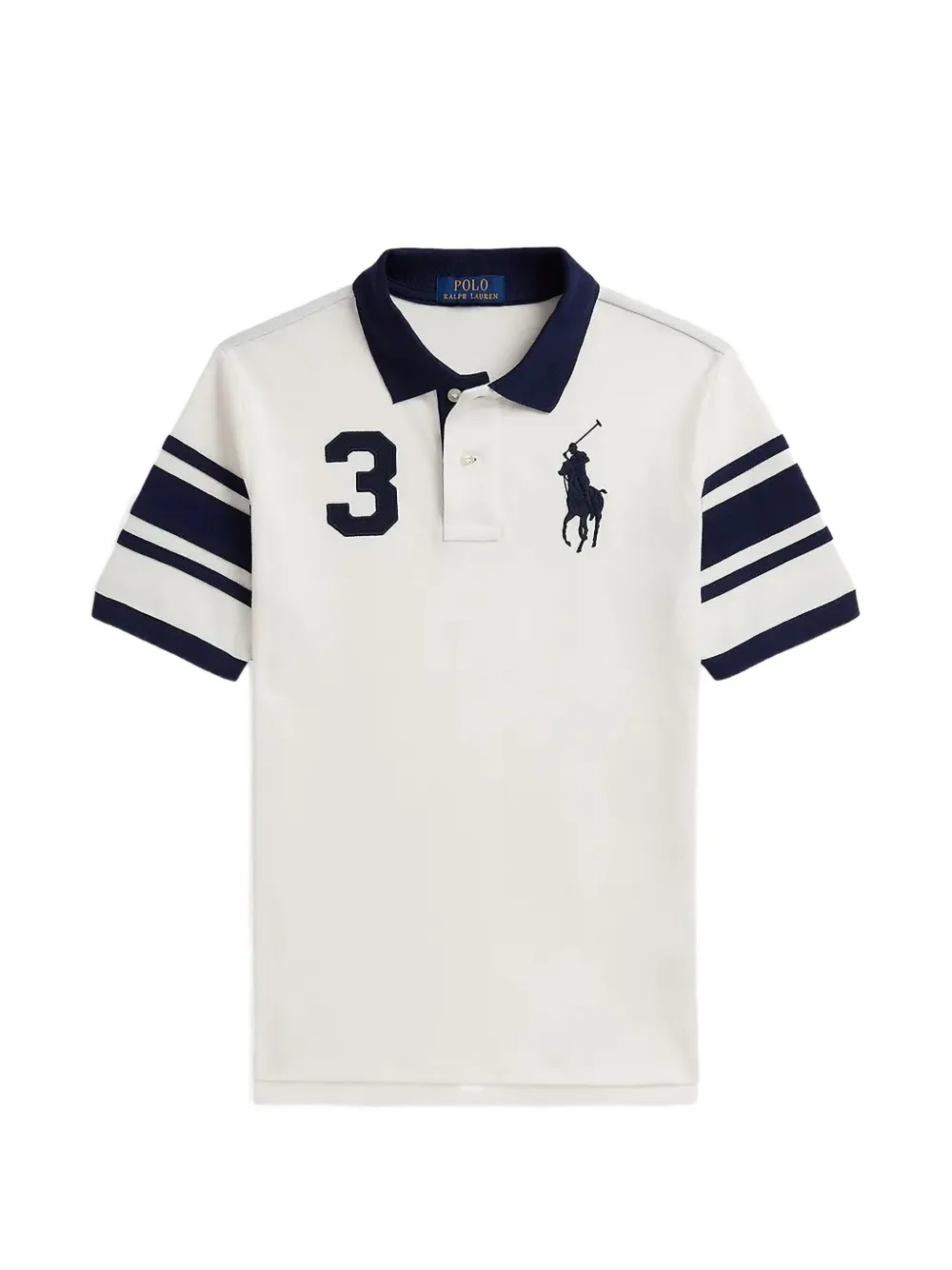 POLO RALPH LAUREN KIDS Poloshirt met geborduurd logo en gestreepte mouwen Beige