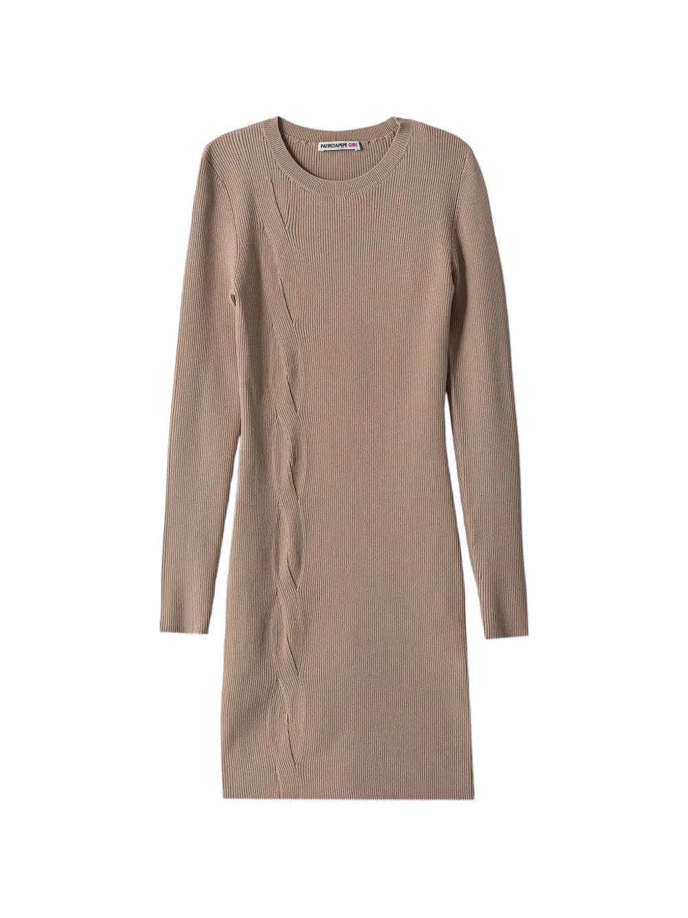 Patrizia Pepe Kabelgebreide geribbelde jurk Beige