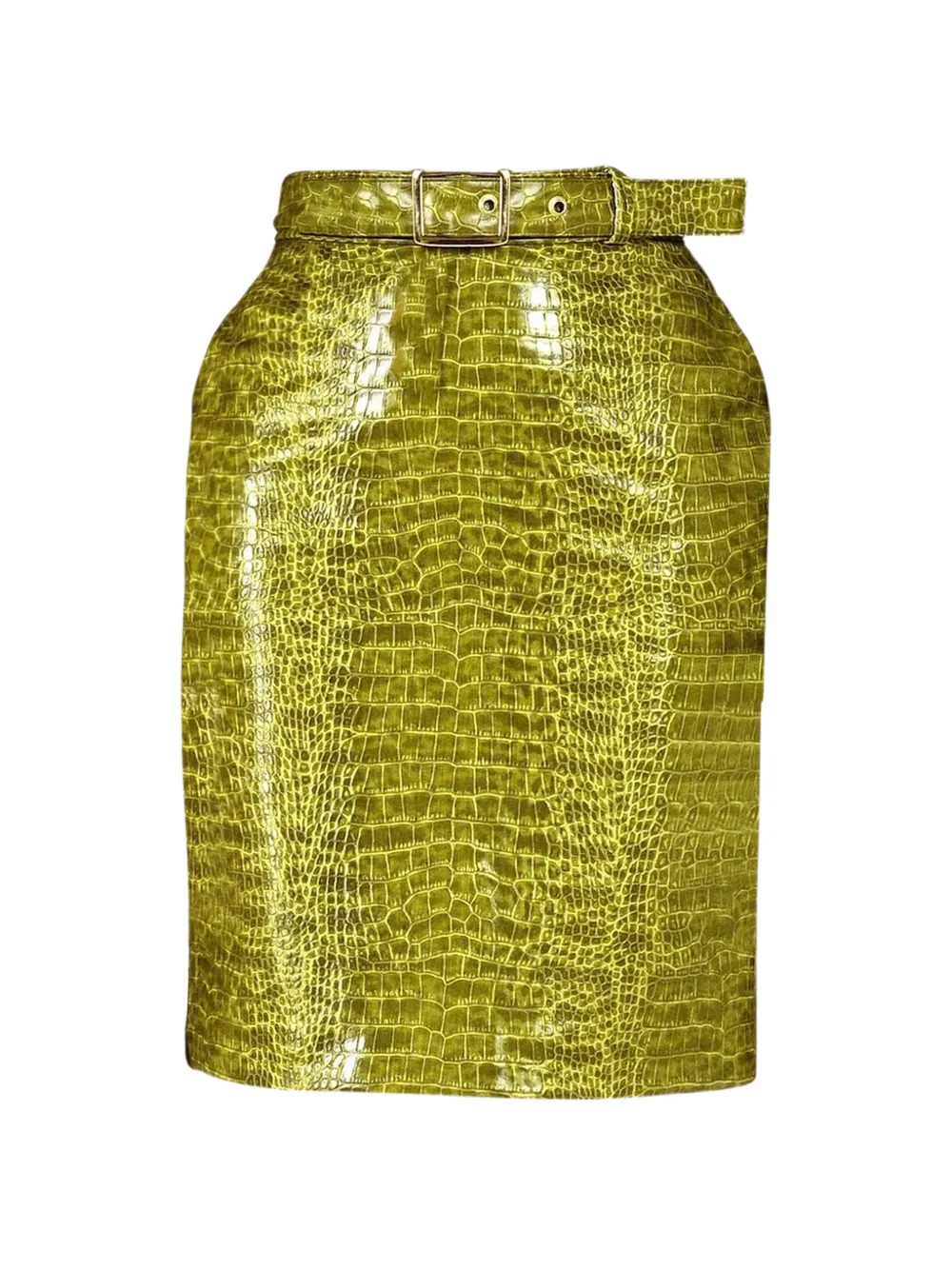 Rowen Rose croc-effect belted mini skirt