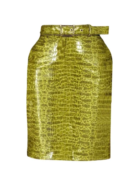 Rowen Rose croc-effect belted mini skirt