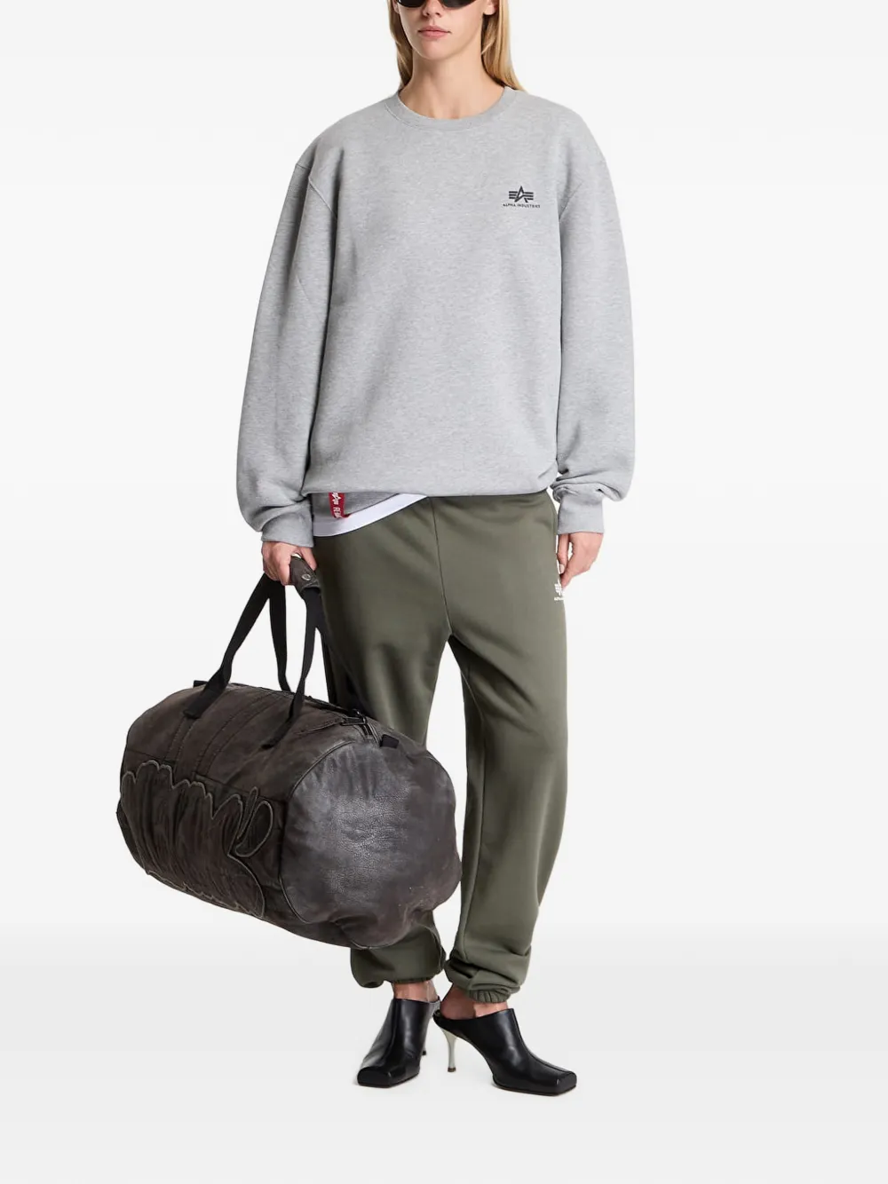 Alpha Industries Trui met logoprint Grijs