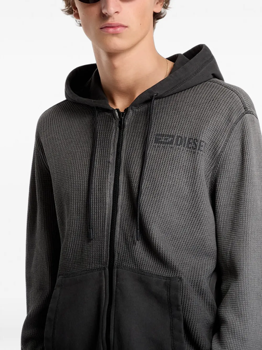 Diesel Hoodie met rits en dégradé-effect Grijs