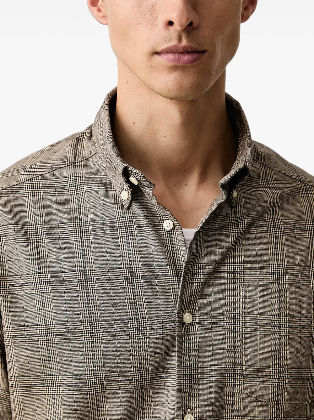 Barbour Franklin geruit overhemd met knopen Beige