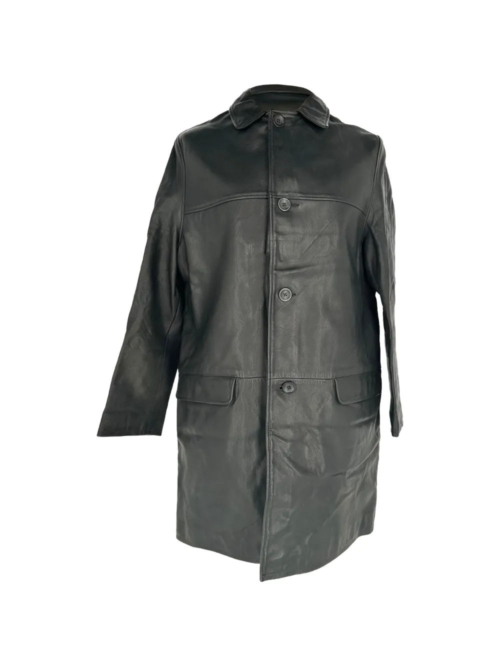 Ralph Lauren Vintage single-breasted leather coat - Nero
