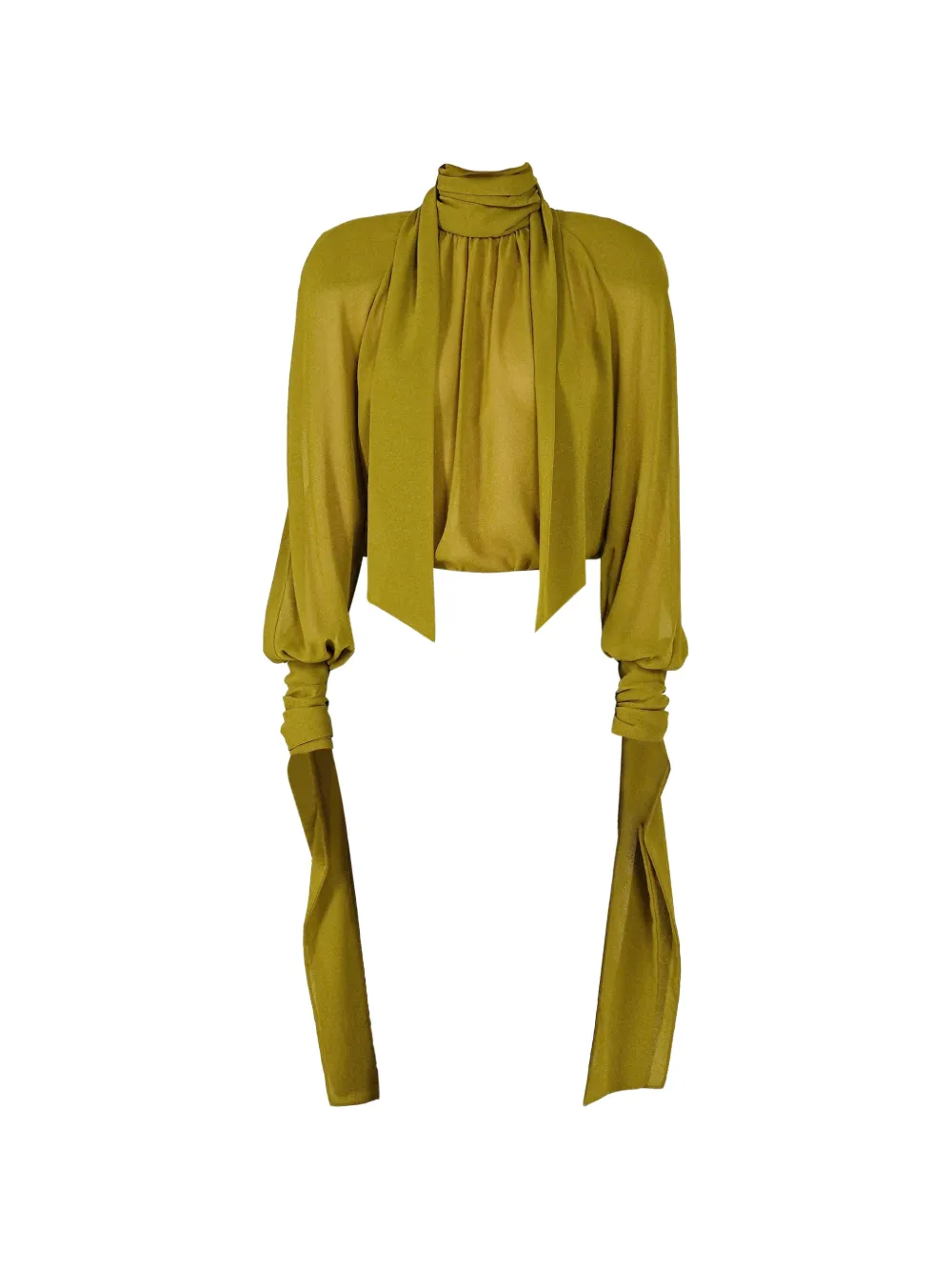 Rowen Rose bow-neck draped blouse