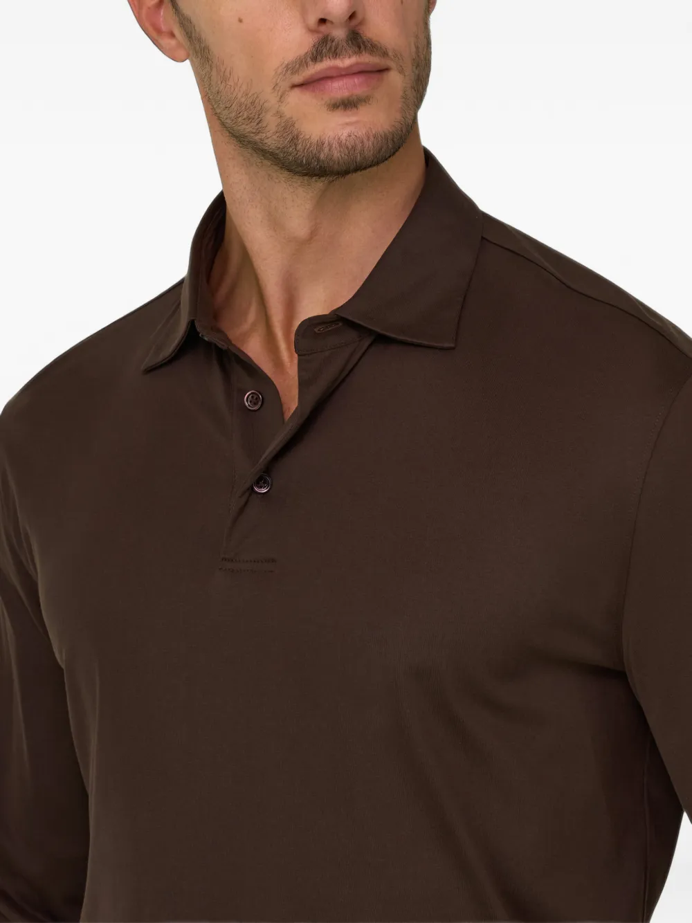 Boggi Milano Poloshirt van katoen en zijde-jersey Bruin