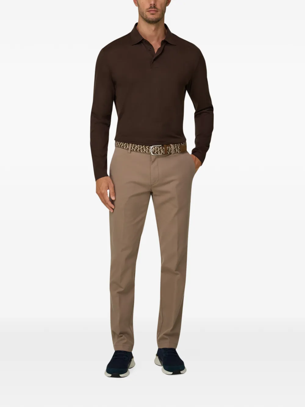 Boggi Milano Poloshirt van katoen en zijde-jersey Bruin