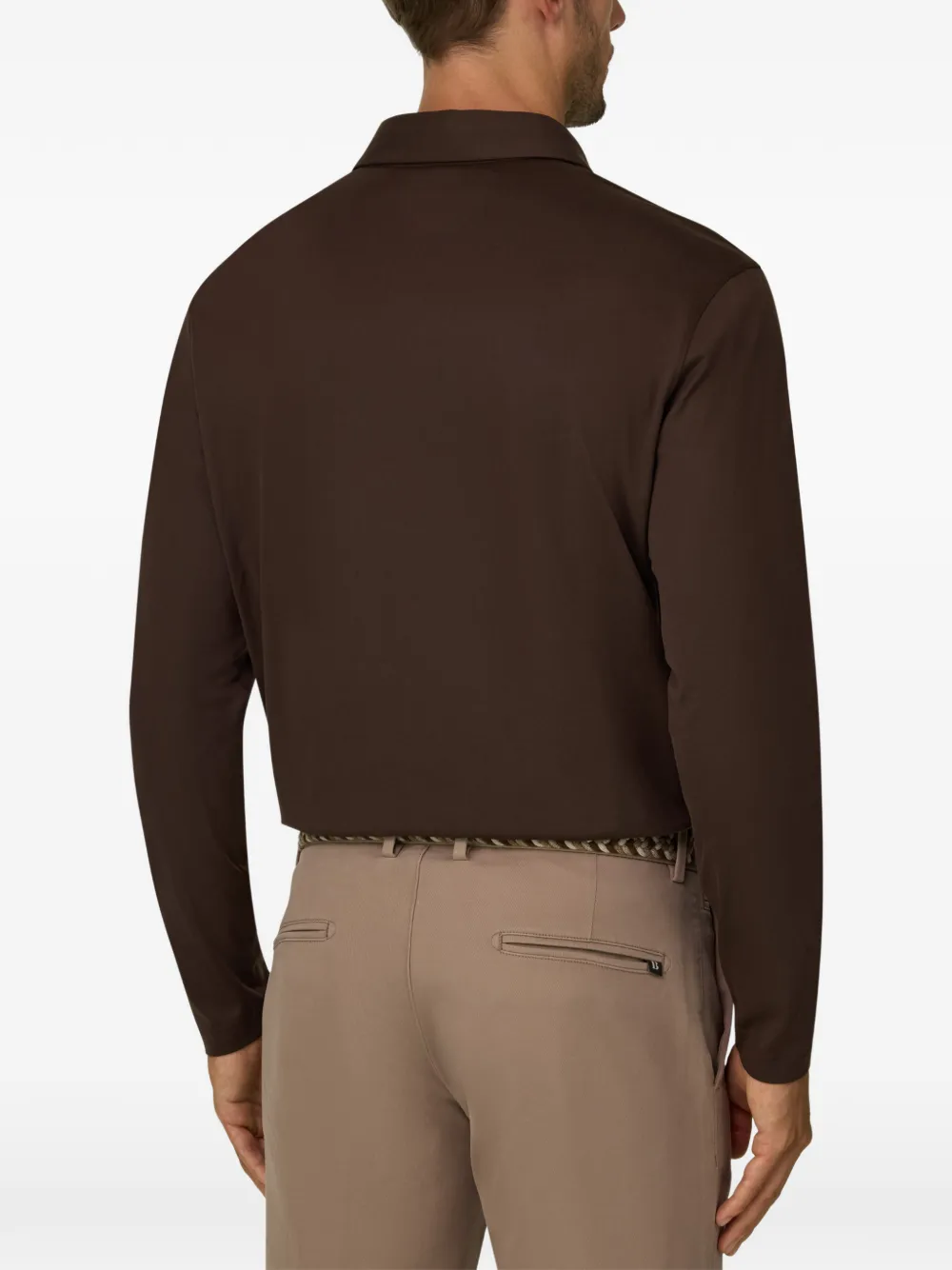 Boggi Milano Poloshirt van katoen en zijde-jersey Bruin