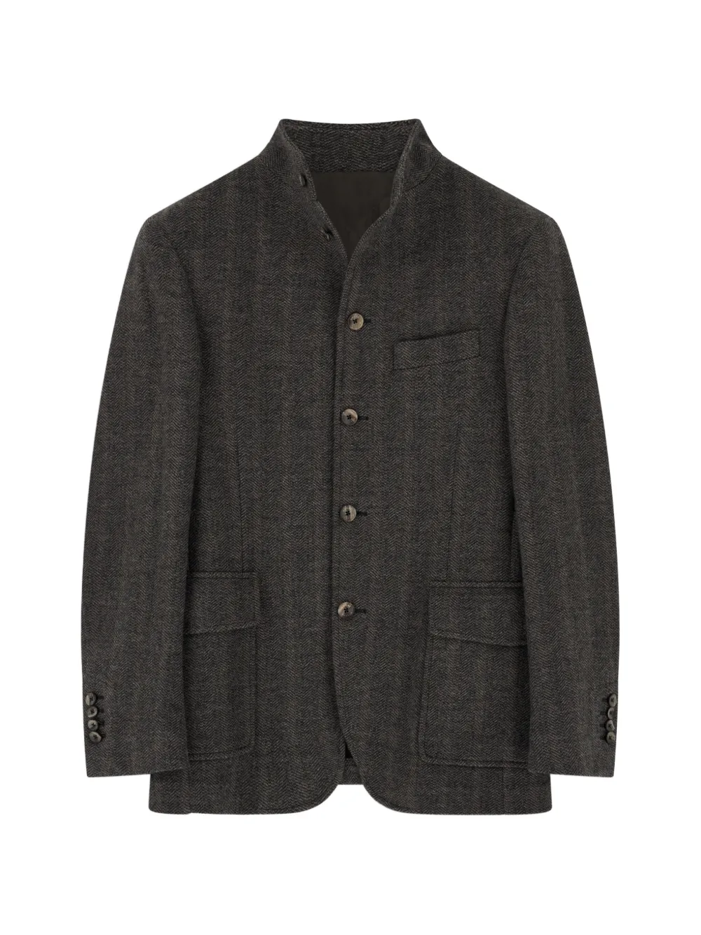 Boggi Milano peacoat herringbone in wool and cotton - Grigio